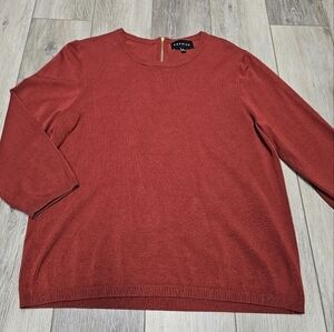 Permise Relaxed Fit Burnt Red 3/4 Sleeve Top Zipper Back Women's XL Casual